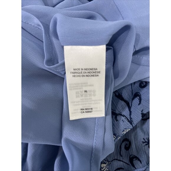 Lucky Brand Layla Midi Dress Womens XL Blue Chiffon FairyGrunge Boho 90s Bandana - Picture 6 of 7